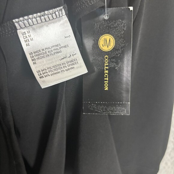 JM Collection Women's V-Neck Knit Blouse 3/4 Sleeve Black Medium NWT's. - Picture 6 of 8